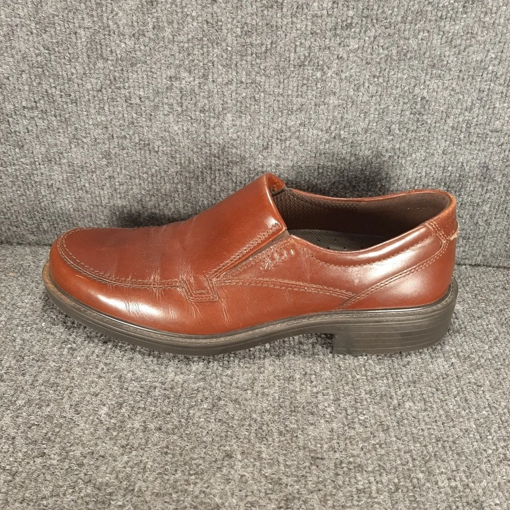 ECCO MEN'S HELSINKI Size 9.5/43 Brown Leather Slip On Dress Loafer Nice